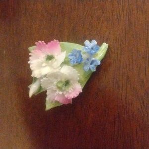 Thorley “bone china” floral Pin, pinks and blues
